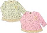 (ナチュラルエイジ)NATURAL AGE 接結天竺 小花柄 リボン付き レースフリル付き 長そでTシャツ 95cm ピンク