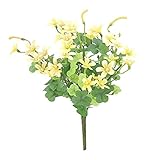 エルアーツ 造花 クローバーブッシュ 全長23cm・ダリア花径2~3cm イエロー E3414-04