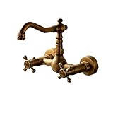 Tophome キッチン用 キッチン水栓 低コスト 壁付水栓 ワンホールキッチン水栓 泡沫 混合水栓 水道 蛇口 シンク や 洗面台 水栓金具 2ハンドル混合水栓　ブロンズ色