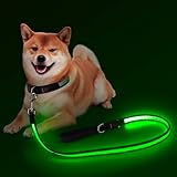 Ezierfy 光るリード 4フィート 反射型LED犬 ひかるリード1.2M充電式犬ロープ高い視認性 安全対策犬 散歩 ライト USB充電式 高い安全対策 猫 小型・中型・ 大型犬 (緑)