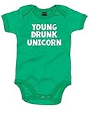 (若い酔ったユニコーン。) Young Drunk Unicorn, プリント　ベビースーツ - グリーン/白 12-18 ヶ月