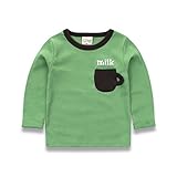 PANCY 子供服 春秋 長袖 Tシャツ キッズ トレーナー 丸い襟 男の子 女の子 可愛い シンプル(ライトグリーン,130cm)