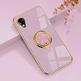 【Yikasina】 Galaxy A23 5G ケース リング付き au: SCG18 docomo: SC-56C ギャラクシー A23 5G ケース 車載ホルダー スタンド機能 シンプル かわいい スマホケース (Galaxy A23 5G, パープル)