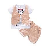 YUEGUANG 子供服 キッズ Tシャツ & パンツ 上下 2点セット 半袖 春夏 かわいい ファッション 子供服 男の子 ボーイズ ベビー 幼児服 キッズ服 普段着 カジュアル セット (100c
