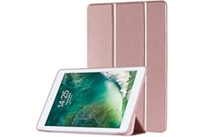ddice iPadケース iPad 第5・6世代 9.7 inch 手帳型 アイパッドカバー ブック型 三つ折りスタンド 耐衝撃 おしゃれ 無地 シンプル オートスリープ (ピンクゴールド)