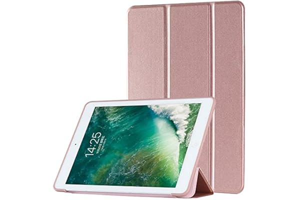 ddice iPadケース iPad 第5・6世代 9.7 inch 手帳型 アイパッドカバー シンプル ブック型カバー 三つ折りスタンド 耐衝撃カバー ケース カバー おしゃれ アイパッド iPadカバー 無地 シンプル オートスリープ (iPad 9.7inch 第5・6世代, ピンクゴールド)