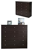 JKプラン チェスト 5段 ワイドチェスト 引き出し 収納 タンス 衣類 ローチェスト 整理たんす 木製 ダークブラウン TSFR0013DB