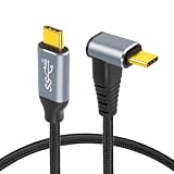 USB-C & USB-C ケーブル L字 1M Type-c ケーブル PD対応100W/5A急速充電 【 4K 60Hz 映像出力 USB3.1 Gen2標準 10Gbps高速データ転送】 超高耐久ナイロン MacBook、Pad、Surface、Switch、Xperia、Galaxy、Pixel等Type C機種対応