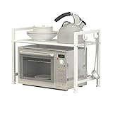 スクエアチューブ2階電子レンジ（2つのフックの仕様をアップグレードする角鋼管：60 * 32 * 48センチメートル） ( 色 : 白 )