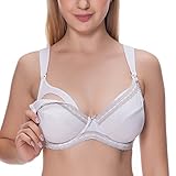 Gratlin レディース 花柄レース ワイヤー入り フルカップ 妊婦 美胸 マタニティブラ 授乳ブラジャー ホワイト1 D75