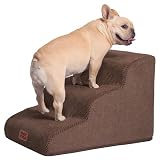 EHEYCIGA 犬 階段 ステップ ペット階段 ドッグステップ 犬 スロープ 高密度 滑り止め付き 安定性 カバー取り外し可能 洗える 小型犬適用（ブラウン、40x57x40cm、3段）