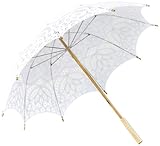 Koyal Wholesale Battenburg Lace Parasol Umbrella, White by Koyal Wholesale