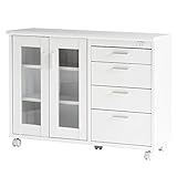 キッチンワゴン カウンターワゴン キッチン収納 キャスター付き 幅90cm ホワイト KT-03WH