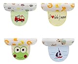 ヤング(Young) 汗とりパット 4枚セット 0～5歳 4重ガーゼ 瞬間吸水 可愛い柄 コットン 無添加素材 快適 41×27cm (男の子)