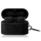 For Sony WF-1000XM6 用 ケース カバー KONXISA WF-1000XM6 対応 ケース レザー保護カバー ロック付きカラビナ付き 着用しやすい 耐衝撃 防水防塵 ウォッシャブル 装着充電可能 持ち運びがしやすい（ブラック）