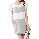 (ティアナ23)Tianna 23 授乳服 半袖 マタニティ ワンピース バイカラー グレー X ホワイト M