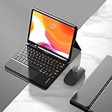 マウス付き 2021年型 Fire HD 10 Plus/HD 10 第11世代 用の キーボードケース タッチパッド 可愛い カラーキー Fire HD 10 プラス 10.1インチ タブレットカバー キーボード付き レザー 分離式 ワイヤレス Bluetoothキーボード スタンド機能 (Fire HD 10 Plus/HD 10(2021), 黒)