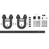 6.6 FtブラックカーボンスチールHorseshoe Slidingバーンドアハードウェアフラットトラックセット