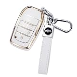 Kinotaka トヨタ専用 TPU製 スマートキーケース アルファード ヴェルファイア30系 後期 前期 新型シエンタ RAV4-PHV 50系 6つボタン 専用設計キーホルダー (ホワイト)