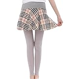 【MINI MAM】 チェック柄 スパッツ スカート付 レギンス マタニティ 妊婦 レディース ママ マタニティ用 L XL 赤 茶色 肌色 春夏 秋服 ボトム (L, ベージュ)