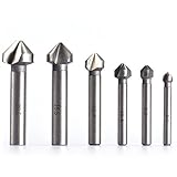 6ピース/セットラウンドシャンク3フルートhss硬質金属三エッジ面取り面取りエンドミルカッターセンタードリルビット