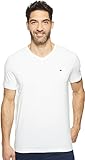 (トミーヒルフィガー) Tommy Hilfiger メンズ フラッグ Vネック Tシャツ, ホワイト, Medium