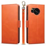 【Keallce】 Aquos sense8 ケース 手帳型 SH-54D 手帳型 ケース SHG11 ケース SH-M26 カバー アクオス センス8 ストラップ付き スタンド機能付き 財布型 カード収納 サイドマグネット式 レザー 耐摩擦 耐衝撃 贈り物 ブランド スマホケース Aquos sense8 専用手帳型ケース 6.1inch オレンジ