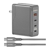 アドテック 合計150W ブラック PD3.1 単独140W 充電器 折り畳み iPhone 17 Pro スマホ iPad Android 対応 急速充電 高速充電 QC タACアダプタ 同色USB4ケーブル付属(1.0m) 4ポート(USB-Cｘ4+USB-A) GaN パソコン2台同時給電 パワフル PD充電器 APD-V150AC3-BK-CU4G3