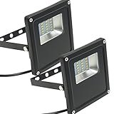 防雨形LED投光器 (10Wタイプ) ACコード2m 【薄型】（2個セット）