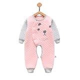 YUEGUANG ベビー服 新生児服 ロンパース カバーオールロ コットン100% 前開き 長袖 可愛い 春秋冬 カジュアル　新生児　男の子　女の子　出産祝い　 (80cm, ピンク)