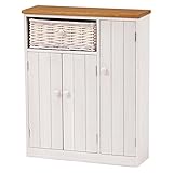 カントリー調トイレラック ( トイレ収納 ) 幅50cm スリム 木製 扉 バスケット収納付き MTR-6459 【完成品】