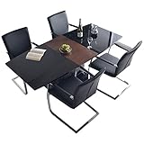 タンスのゲン ダイニング5点セット 【 伸長テーブル + チェア4脚 】 幅140-180×90cm 4人掛け 鏡面 強化ガラス モダン カンティレバーチェア PUレザー ブラック 53100014 00