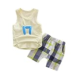 Tovadoo 子供服 ベビー服 男の子 トップス+ズボン 春夏 タンクトップ チェック柄 韓国風 多色 可愛い プレゼント 通学 旅行 海遊び 6-24ヶ月