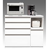 【開梱設置費込】キッチンカウンター ＥＳシリーズ 120cm幅 レンジ台 ホワイト色 ハイタイプ 【日本製】