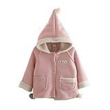 Elfin Park フリース ジャケット 裏起毛 コート キッズ 女の子 セーム革 とんがり フード付き アウター 秋冬 ピンク 90