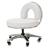 Donu ( ドーナ ) フットスツール 座面高さ26.5cm～32cm ホワイト [ フットスツール フットケアスツール フットケアイス フットイス ネイルスツール ペディキュアスツール 昇降式 キャスター付き 背もたれ付き スツール イ