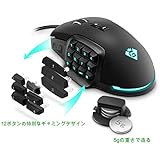 Gamkoo RGB有線ゲーミングマウス、【24000 DPI】【プログラマブル17ボタン】【ブライトライト】【交換可能サイドボタン】【マクロ機能】【エルゴノミックマウス】Windows PC用MMOゲーミングマウス