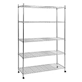 タンスのゲン スチールラック 5段 幅120×奥行45cm 耐荷重375kg ポール径25mm キャスター付き メタル 3190000400