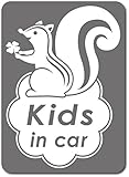 imoninn KIDS in car ステッカー　【マグネットタイプ】　No.36　リスさん　（シルバーメタリック）