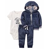 カーターズ carter's 男の子用紺HUNKワッペン付きテリーフリーススペシャルフードジャケット上下3点セット (12months(72-78cm)) [並行輸入品]