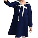 ZUOMA女の子　春秋のワンピース　長袖　子供服　学院風　ファッション　マリン風　蝶結び　 (140ｃｍ, ブルー)