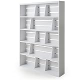 本棚 マンガ収納 スライド＆ディスプレイ ブックエンド 木製 リアル木目 幅90 上段 単品 ホワイト