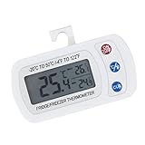 Baosity 冷蔵庫温度計　測定範囲:-20℃〜50℃　IPX3防水　高精度　折りたたみ式フック付　大型LCD表示　白色