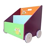 Labebe子供用絵本棚 車輪付け【収納に便利】 (フクロウ)