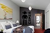 Gamer with Controller Quote nursery Decal Sticker Wall Vinyl Art Design Gamer Cool Funny Game Room f