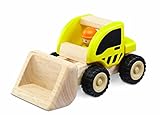 Wonderworld Yellow Miniature Wooden Loader - Push Toy, Movable Latter, Real Rubber Tires + Bonus Dri