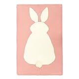 aissimio幼児赤ちゃん新生児ニットウールブランケットスリープおくるみCute Bunny Rabbit幼児用キルト掛け布団毛布暖かいラグ 105x70cm ピンク AISSIMIOFullhou