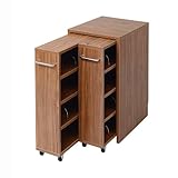 JKプラン 1cmピッチで棚板調整できるキャスター付き隙間ラック 2台セット（収納ボックス付き） (収納ボックスサイズ）幅37cm 奥行き47cm 高さ73cm ライトブラウン YHK-0208SET2-LBR