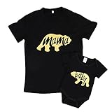 Ma &ベビーマッチングセットボディスーツBear Cartoonシャツロンパースファミリ服服装 カラー: ブラック