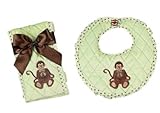 Bearington Bears Giggles Monkey Baby Bib and Burp Cloth Set by Bearington